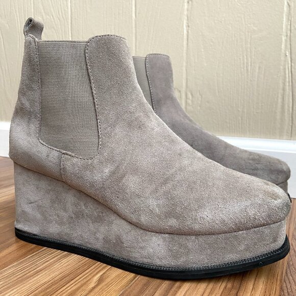 Jeffrey Campbell Shoes - Free People Jeffrey Campbell Gray Suede Platform Wedge Chelsea Ankle Boot
